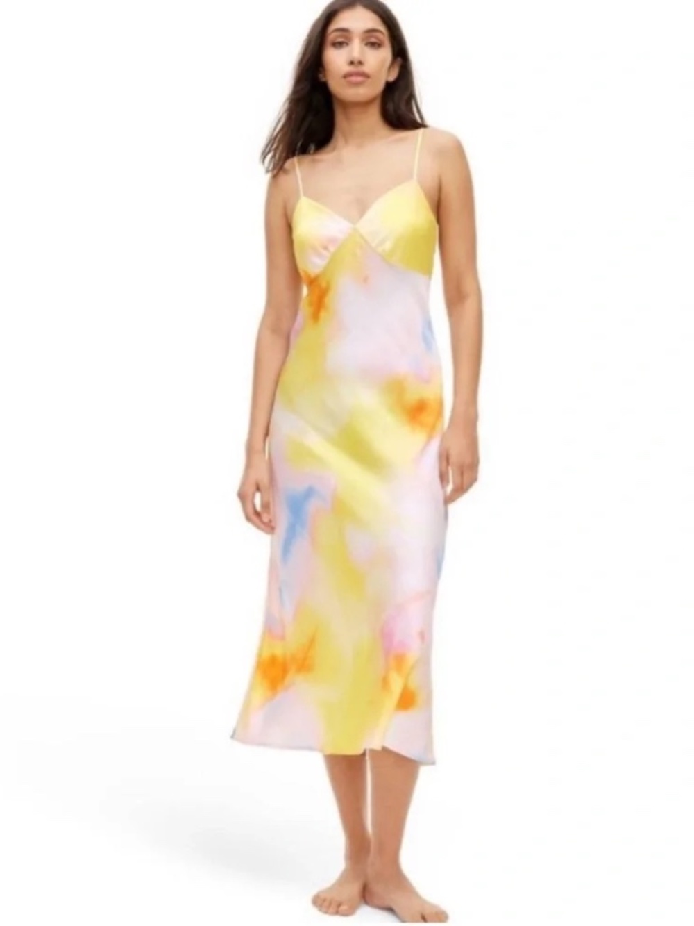 DVF Diane von Furstenberg Target Watercolor Satin Midi Slip Dress Size XXL